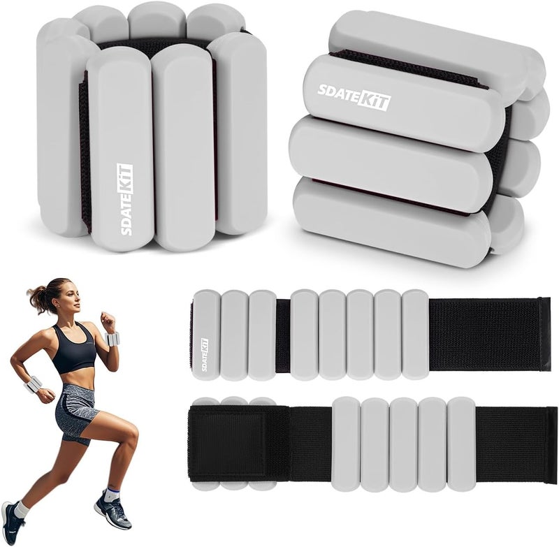 SDATEKIT Wrist and Ankle Weights for Women & Men 2 Pack (1lb Each), Adjustable Silicone Weighted Bracelet for Pilates, Gym, Yoga, Cardio & Strength Training, Bala-Style Bangles Slip-Free Design - Image 1